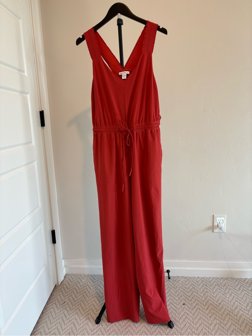 Athleta Savannah Jumpsuit Currant Red Wide Leg Size 10